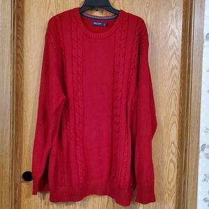 Nautica red crew neck pullover sweater 100% cotton size XXL